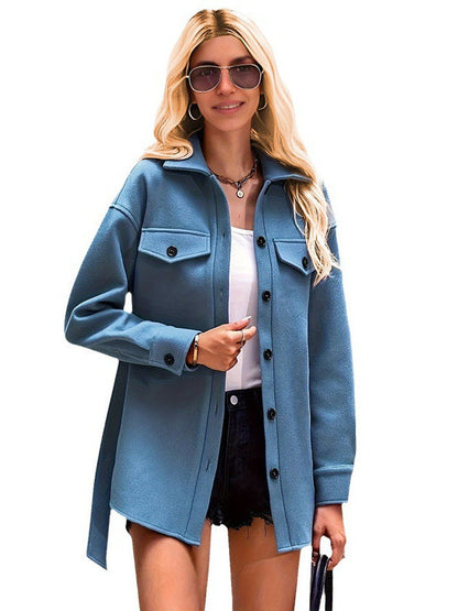 Manteau court à la mode avec liens et poches